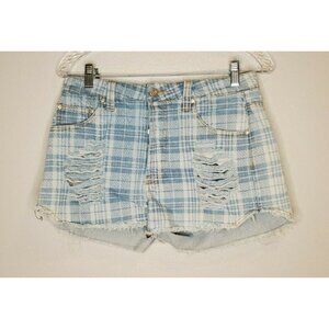 Minkpink Size Small Jean Shorts High Waist Plaid